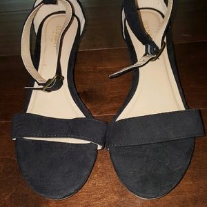 Black, faux suede wedge sandals from Old Navy