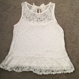 White, lace mini peplum top