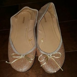 Gold glitter ballet flats