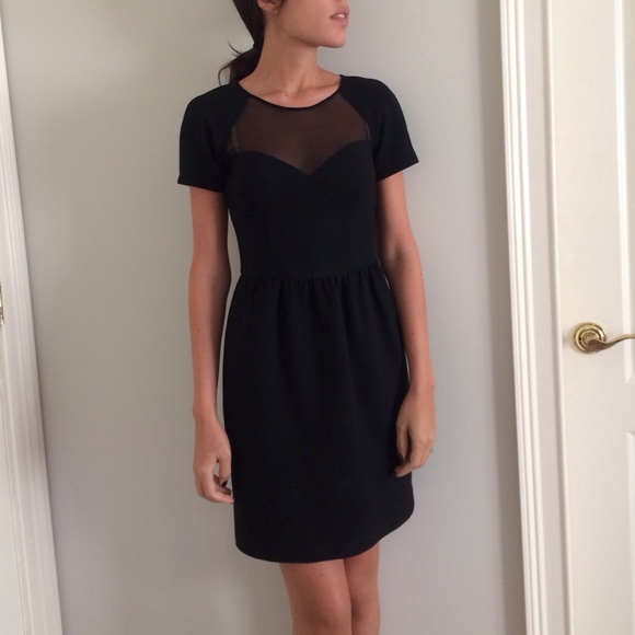 Club Monaco Mesh Detail Black Dress
