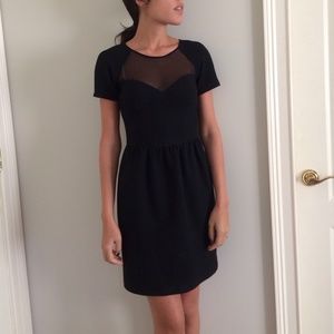 Club Monaco Mesh Detail Black Dress