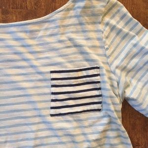 3 quarter sleeve striped shirt.