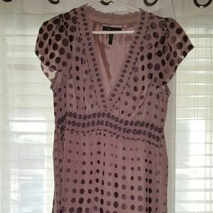 Dusty lavender polka dot knee length dress