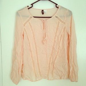 H&M pink Peasant Top