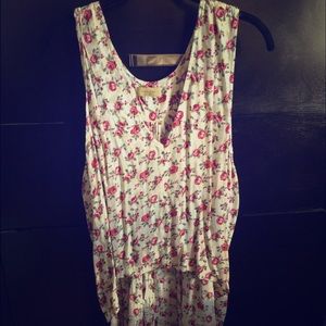 Floral v neck high/low tank