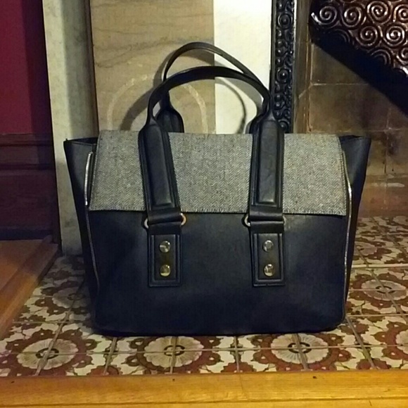 Black Herringbone Handbag