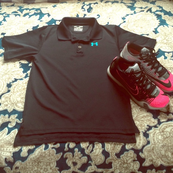 Under Armour Black Polo- Youth Large