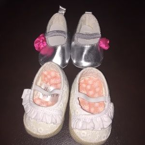2 pairs of newborn baby girl shoes