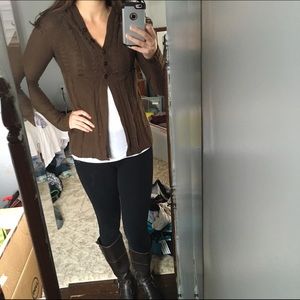 Brown Wool Sweater with Hood