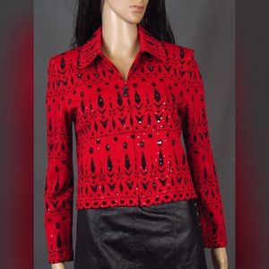 St. John Marie Gray Evening Sequin Bead Cardigan