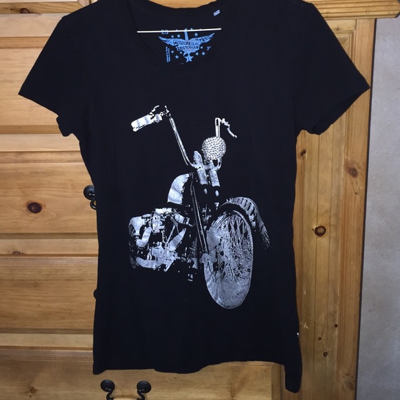 Rock & Roll Cowgirl black short sleeved shirt.