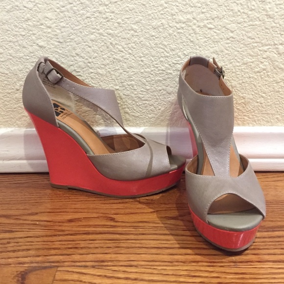BC High Wedge Sandals w/Bright Coral Heel