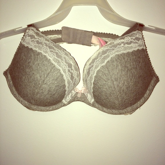 Gray/White Lace Push-up Bra
