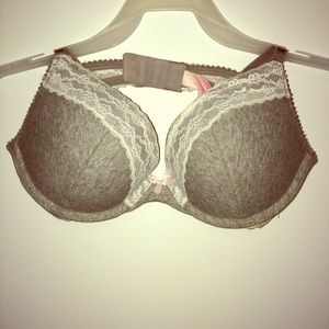 Gray/White Lace Push-up Bra