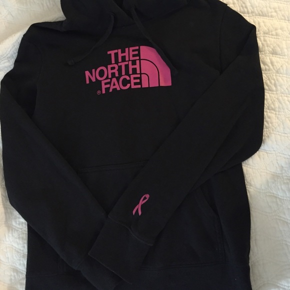 Hoodie with pink ribbon on sleeve