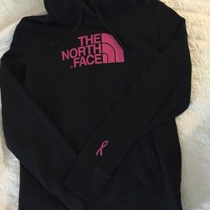 Hoodie with pink ribbon on sleeve