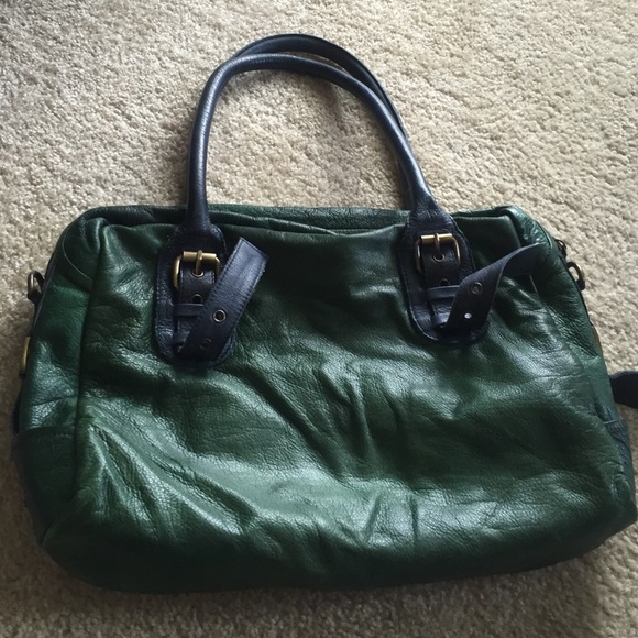 Anthropologie Hunter green vegan leather bag