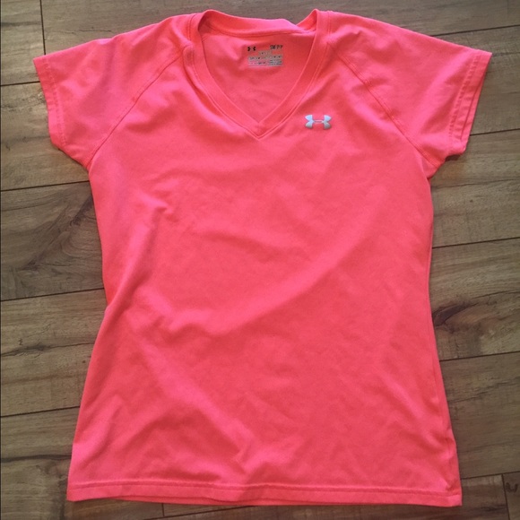 SOLD!!!! Bright neon coral Under Armour Vneck!