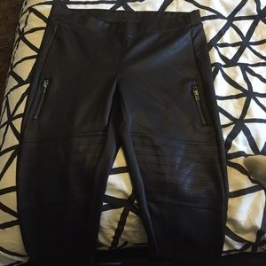 Moto-style faux leather leggings