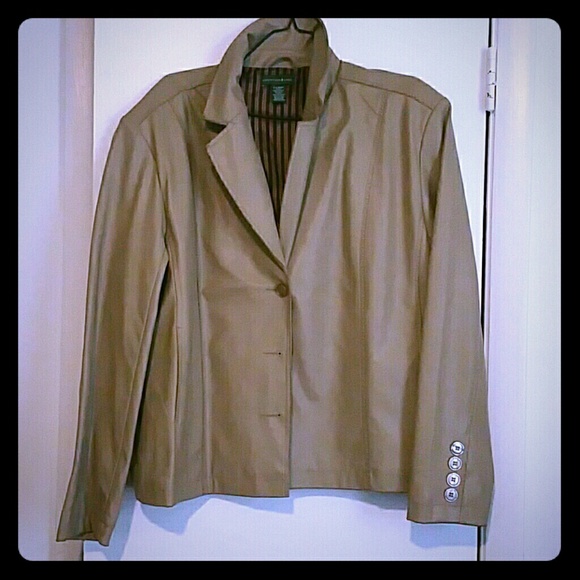 Beige Faux Leather Blazer