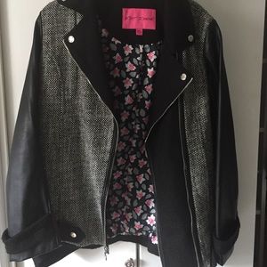 Betsy Johnson wool leather jacket