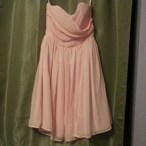 Blush pink strapless chiffon Tevolio dress 4