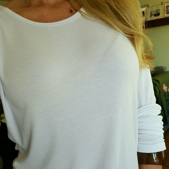 RESERVED Perfect White Ribbed Long Sleeve - Picture 2 of 4