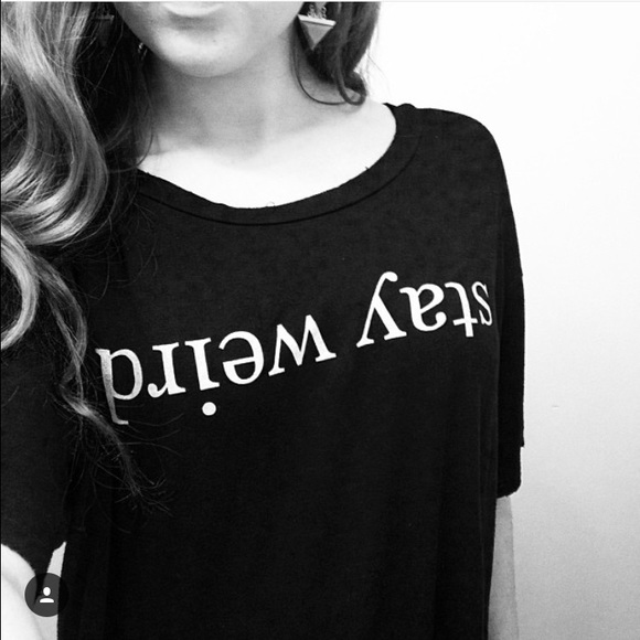 Brandy Melville "Stay Weird" loose knit top