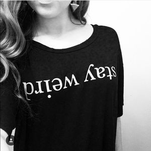 Brandy Melville "Stay Weird" loose knit top