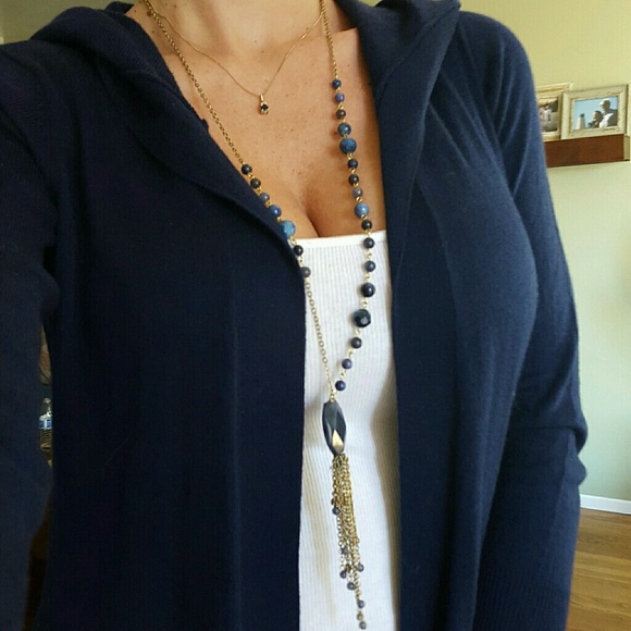 RESERVED Soft Navy Hoodie Open Cardigan - Picture 4 of 4