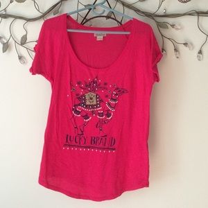 Pink Lucky Brand Graphic Tee w/Camel