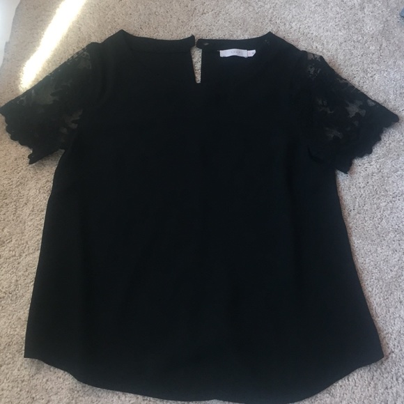 Black top with lace sleeves