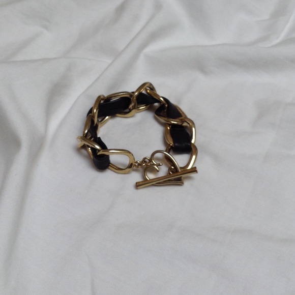 Leather and metal bracelet