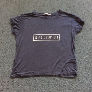 Navy blue Brandy Melville "killing it" crop top