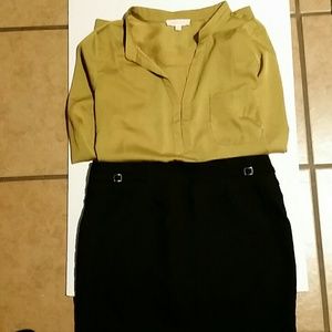 Mustard tellow shirt.