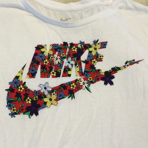 white nike floral shirt