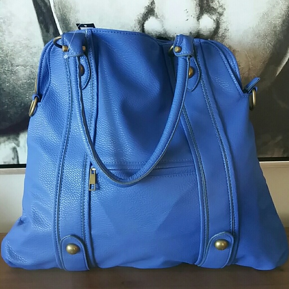 Blue leather-like tote - SOLD - Picture 2 of 3