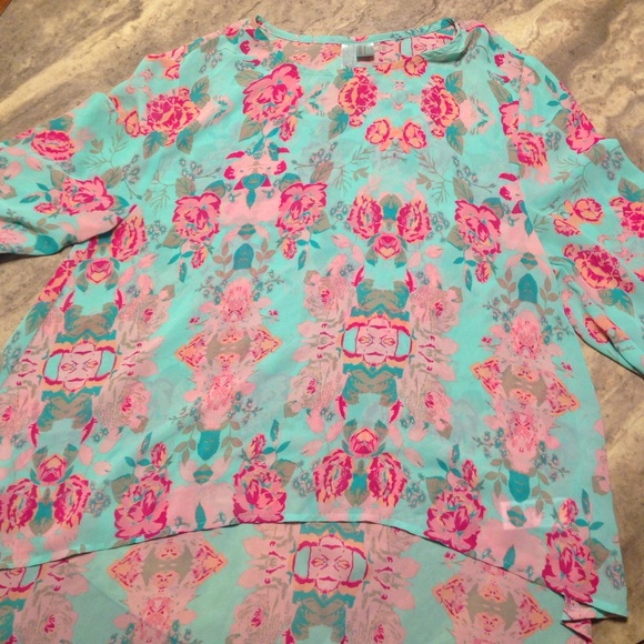 foral high low blouse