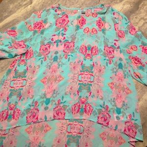 foral high low blouse
