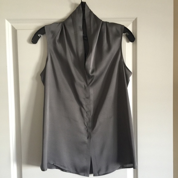 Theory Grey Silk Sleeveless Blouse