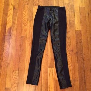 Leggings with faux leather detail