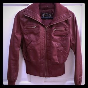 🍁burgundy bomber moto jacket 🍂🍃