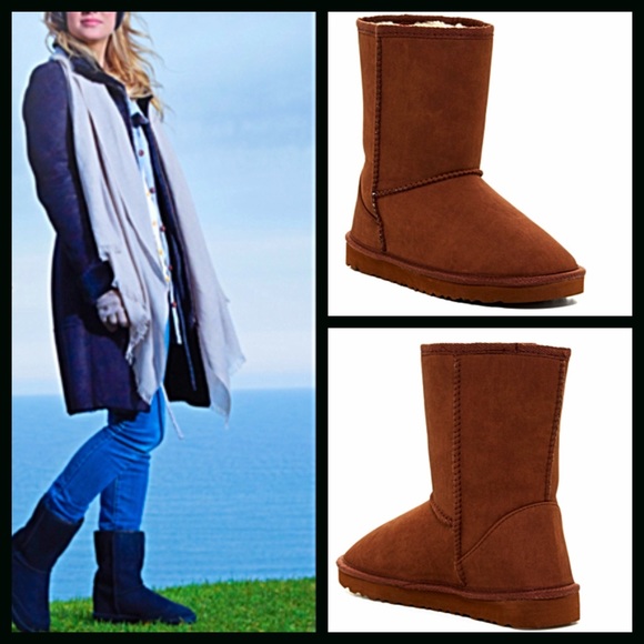 ❌SOLD Brown Boots Vegan Shearling Lined - Picture 2 of 4
