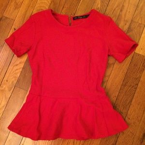 Red peplum top