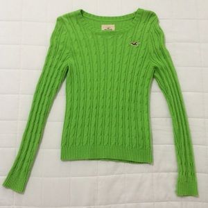 Green cable knit sweater