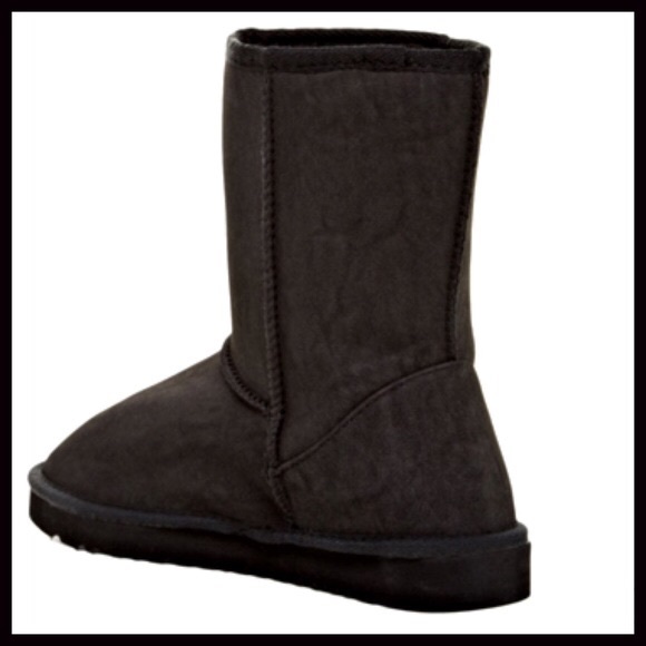 SHORT BLACK FAUX SHEARLING LINED BOOTS BOOTIES A2C - Picture 3 of 8