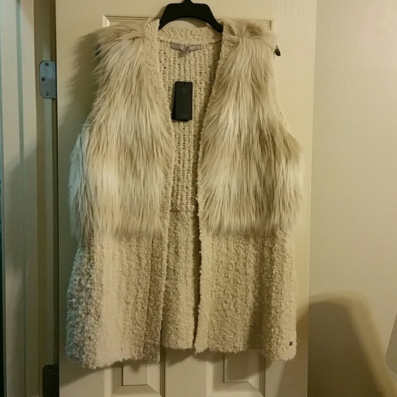 Faux fur sweater vest