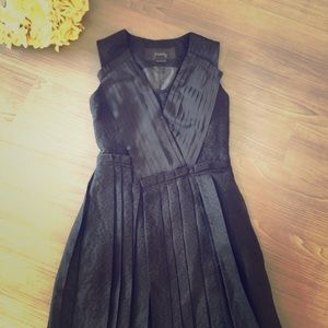 Hanii Y Silk Wool Pleated Wrap Dress
