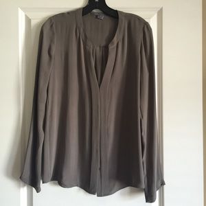 Vince Silk Long Sleeve Button Down Blouse