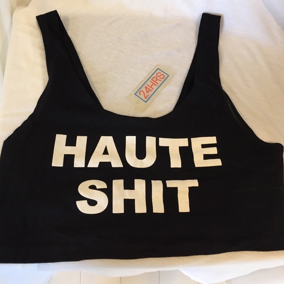 "HAUTE SHIT" Cropped Black Tank Size Small πβ€οΈ - Picture 2 of 2